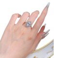 wholesale S925 Silver 8*10 Oval High Carbon Diamond Ring for Women,Ins,-0-4