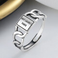 wholesale S925 Sterling Silver Irregular Chain Edge Square Triangle Letter Ring Ins Japanese and Korean Style Band-0-2