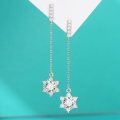 wholesale S925 Sterling Silver Moissanite Long Tassel Drop Earrings, Simple and Elegant Korean-style Dangle Earrings, Versatile Threader Earrings-0-0