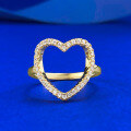 wholesale S925 Silver Gold Color Hollow Heart Ring with Surround-Set Accents, Petite and Elegant, for Live Streaming and Cross-Border Xiaohongshu-0-0