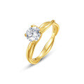 wholesale S925 gold-plated sterling silver solitaire moissanite minimalist double-ring engagement ring for independent site bestsellers-0-4