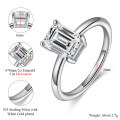 wholesale S925 sterling silver plated with 18K gold cross-border best-selling 2-carat emerald-cut moissanite ring and fancy-shaped moissanite jewelry-0-5