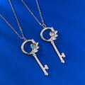 wholesale S925 Silver New Fashion Key Pendant Necklace for Women, Minimalist and Sweet Luxury Style-0-2