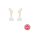 wholesale S925 Sterling Silver Rhombus Teardrop Stud Earrings with Rhinestones,-0-6