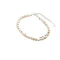 wholesale 925 Sterling Silver Baroque Freshwater Pearl and Silver Bead Elastic Bracelet in Vintage Sweet Style S5492-0-4