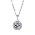 Sterling Silver Pendant with 1-Carat Moissanite Flower Necklace for Women-0-3