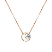 wholesale S925 Sterling Silver White Mother-of-Pearl Zircon Star and Moon Pendant Necklace, Fashionable Commute Minimalist Design High-End Feeling Collarbone Chain-Rose gold 925 silver