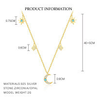 wholesale S925 Sterling Silver Fashion Star Moon Zircon Earrings Women Octagram Light Luxury Style Simple European American Ear Accessories-A4007-Gold 925 Silver