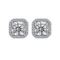 wholesale S925 Sterling Silver Cross-Border Europe and US Hit Fashion High-End Fully Diamond Princess Round Bag Stud Earrings Minimalist Square Bag Women's Earrings Wholesale-0-4