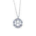 wholesale Metal material placed at the beginning: Sterling silver fashion advanced niche design H letter necklace with surrounding diamonds, choker necklace for gifting female best friends-0-4
