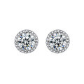wholesale 925 Sterling Silver Cross-Border New D Color Moissanite Stud Earrings Classic Four-Prong Light Luxury High-End Women's Earrings-0-2