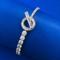 wholesale S925 Sterling Silver OT Full Diamond Bracelet with Asymmetric Setting and Exquisite Round Diamonds for an Elegant Look-0-2