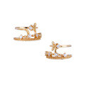 wholesale S925 sterling gold-plated spring new earrings, sweet and ethereal clover flower side ear cuff earrings-0-1