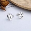 wholesale S925 Sterling Silver Retro Vintage Circle Letter H Minimalist Stud Earrings for Women, Trendy and Versatile-0-1