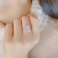 wholesale S925 silver new square 8*10 micro-pave diamond ring pink diamond yellow diamond fashion zirconia ring-0-3