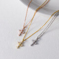 wholesale S925 Sterling Silver Fresh and Sweet Ins Style Niche Design Inlaid Diamond Cross Necklace Y01572-0-3
