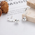 wholesale S925 Sterling Silver U-shaped Tassel Ball Stud Earrings, Minimalist Style, Niche Design, Women's Earrings-0-1