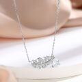 wholesale 925 Sterling Silver Waterdrop Zircon Leaf Tree Leaf Chanel Necklace European and American Style Ins Big Brand Same Pendant Forest Series Wholesale-0-2