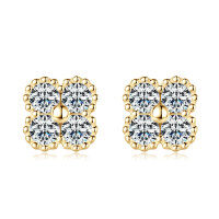S925 Sterling Silver Four-Leaf Clover Moissanite Bracelet for Women-Lucky Four-Leaf Clover ERDING [K Gold]  925 Silver