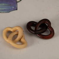 wholesale Metal Sandalwood Heart Double Loop Heart Lock Clasp Pendant Bracelet DIY Craft Bead String Red Sandalwood Old Mountain Sandalwood Wooden Accessories-Rosewood