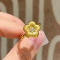 wholesale S925 Sterling Silver New Chinese Style Vintage Wire Drawing Diamond Small Gold Flower Ring-0-2