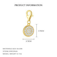 wholesale S925 Sterling Silver Retro European Minimalist Bracelet For Women With Luxury Zircon Heart Pendant-F6232-Golden Single Pendant 925 Silver