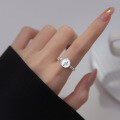 wholesale S925 silver Nalan round portrait ring, European and American retro hollow design hip-hop open ring R00546-0-3