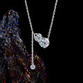 925 Sterling Silver Lucky Gourd Necklace with Moissanite and Tassel-0-1