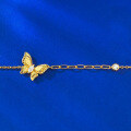 wholesale S925 gold-plated vintage botanical-inspired brushed dreamy butterfly adjustable high-end bracelet-0-3