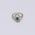 wholesale S925 silver set with lab-grown emerald and white zircon ring for daily wear, niche and lightweight luxury style-0-1