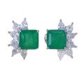 wholesale S925 Sterling Silver New 8*8mm Simulated Emerald Cut Stud Earrings, Fashionable and Versatile, Popular in Europe and America-0-4