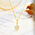 wholesale 10K Gold Japanese Minimalist Moissanite Star Pendant Necklace, Versatile and High-End Style for Women Wholesale-0-1