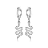 wholesale 925 Sterling Silver Snake Earrings with Zircon Inlaid, Minimalist Ins Style Luxury High-End European and American Pure Silver Earrings-Earrings 925 Silver
