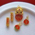 wholesale Metal material: 925 ancient method silver gold-plated accessories Enamel Chinese zodiac year Tai Sui peace charm spacer bead barrel bead mountain ghost flower coin pendant DIY-0-1