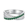 wholesale S925 Sterling Silver Light Luxury Geometric Four-Leaf Clover Stackable Ring for Women, Green and Versatile-0-9
