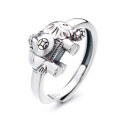 wholesale S925 Sterling Silver Vintage Antique 3D Elephant Coin Bag with Good Meaning Creative Design Openable Ring for Women-0-4