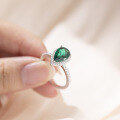 wholesale S925 Sterling Silver Hot Selling AliExpress Water Drop Cultivated Emerald Bezel-Set Moissanite Ring for Women-0-3