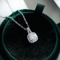 S925 Silver 1-Carat Moissanite Necklace, T-Style Square Pendant-0-0