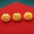 wholesale Gold-plated 925 Sterling Silver 8mm Antique-style Openwork Huiwen Loose Beads for DIY Bracelets and Necklaces, Gilded Spacer Beads Accessories-0-1