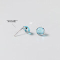 wholesale S925 Sterling Silver Fresh and Sweet Ins Style Small and Exquisite Design Blue Bead Round Earrings M06422-0-4