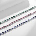 wholesale 18K Gold Plated Single Row Claw Set Micro Paved 3mm Zircon Fashionable Lab-Grown Ruby Sapphire Emerald Tennis Necklace-0-1