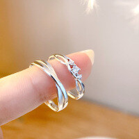 wholesale S925 Sterling Silver Yaxi Intertwined Love Couple Rings, Light Luxury Fashion Long-Distance Relationship Matching Openable Rings-Love Interwoven Couple Ring/approx. 3.14g&gt;PR003576