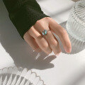 wholesale S925 silver Japanese and Korean pop fashion ring set with imitation natural topaz aquamarine stone, exuding a single trendsetter's temperament-0-3