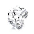 wholesale S925 Sterling Silver Irregular Geometric Openwork 3D Adjustable Ring, Punk Statement Ring for Women-0-4