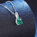 S925 Sterling Silver Moissanite Egg-Cut Cultured Emerald Ruby Sapphire Necklace-0-1