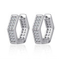 S925 Sterling Silver Moissanite Geometric Earrings for Men and Women-0-3