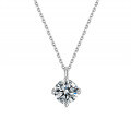 Sterling Silver 1-Carat Moissanite Pendant Necklace, Classic Four-Prong Setting-0-3
