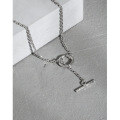 wholesale S925 Sterling Silver 577 Korean Version Ins Small and Unique Design OT Buckle Chain Textured Women's Collarbone Necklace-0-1