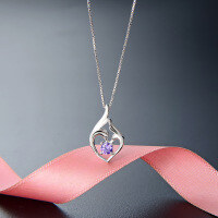 wholesale 925 Sterling Silver Swan Heart Necklace for Women, Small and Minimalist, Versatile with Zircon Pendant, Collarbone Chain, Mother's Day Gift-White gold single pendant - without chain 925 silver