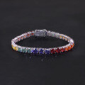 wholesale S925 Sterling Silver Light Luxury Rainbow Color Moissanite Tennis Bracelet 3/4/5mm Multicolor Bracelet Cross-Border Best Seller-0-7